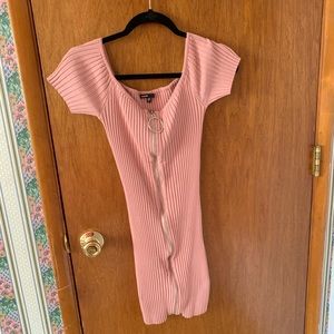 Love Culture Pink Ribbed Bodycon Dress